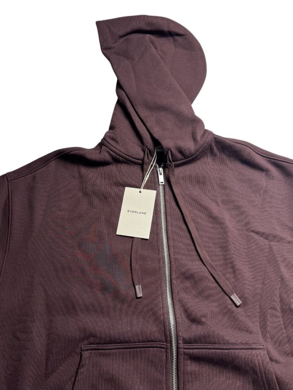 Everlane Luxe Fleece Oversized Full Zip Hoodie Women's M Plum NWT Organic Cotton